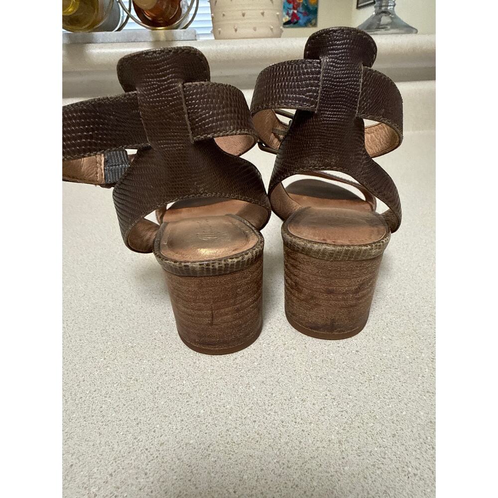 Madewell The Alice Safari Brown Leather Snakeskin Open Toe Sandal Heels Size 7.5 - Picture 5 of 8